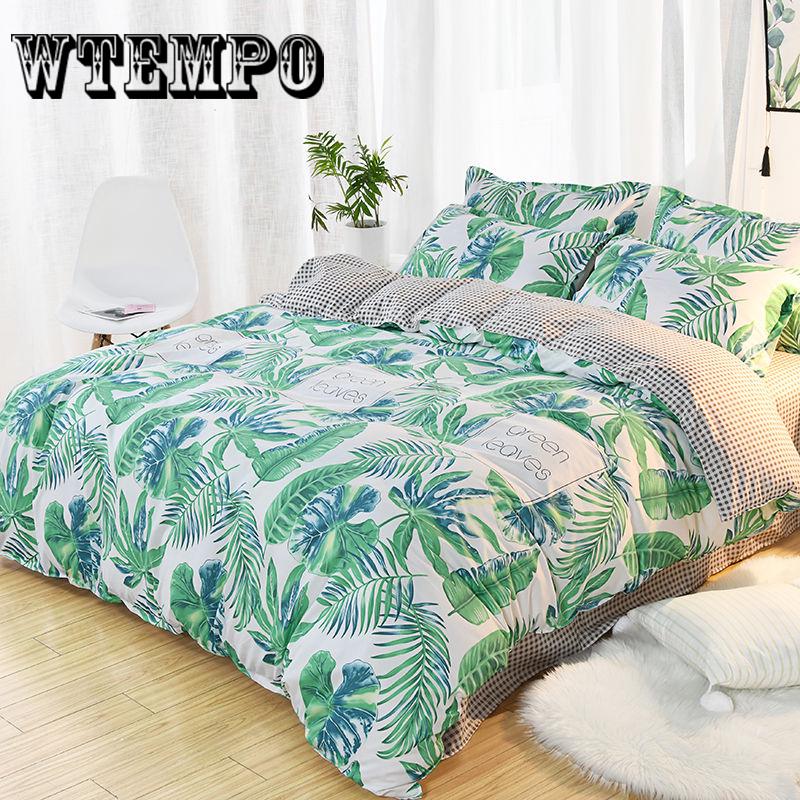 Wtempo Bedding Set 4Pcs Soft Duvet Cover Set with Pillowcase Twin Queen King Size Without Bed Sheet