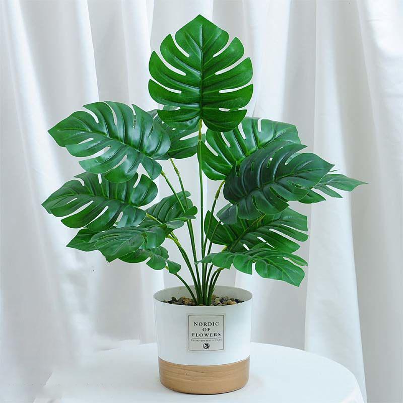 Nordic Wind Simulation Plant Bonsai Simulation Flower Green Plant Decoration Turtle Back Leaf Indoor Potted Desktop Artificial Flower Decoration