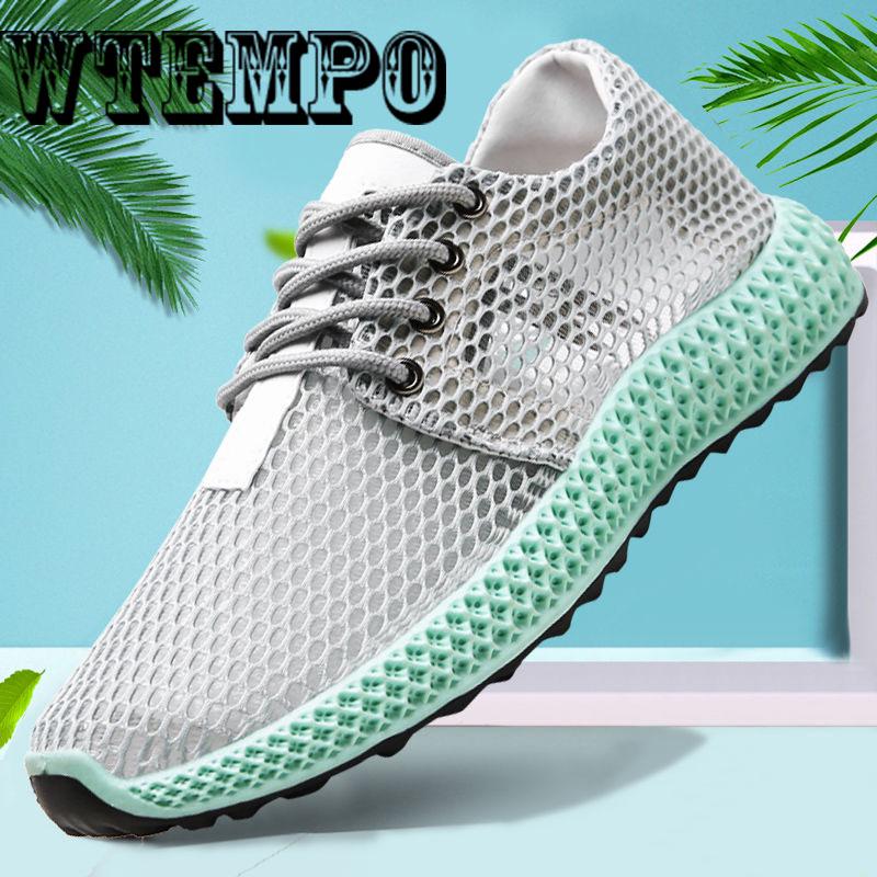 Men Shoes Fashion Comfortable Lace up Sneakers Mesh Flats Summer Sneakers Breathable Casual Shoes