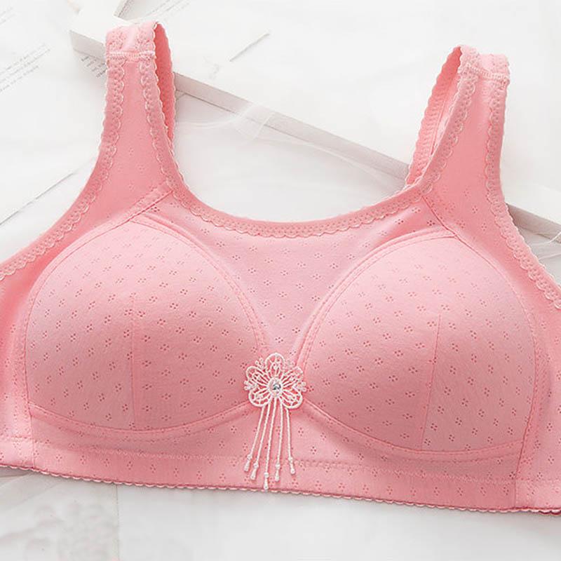 Women Large Size Thin Tube Top Gathering Anti-sagging Side Closure No Steel Ring Sports Vest Beautiful Back Comfortable Soft Simple Glossy Fashion Bra