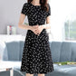 Wave Point Dress Women Boho V-neck Slim A Line Party Dress Casual Short Sleeve Polka Dot Black Dresses Beach