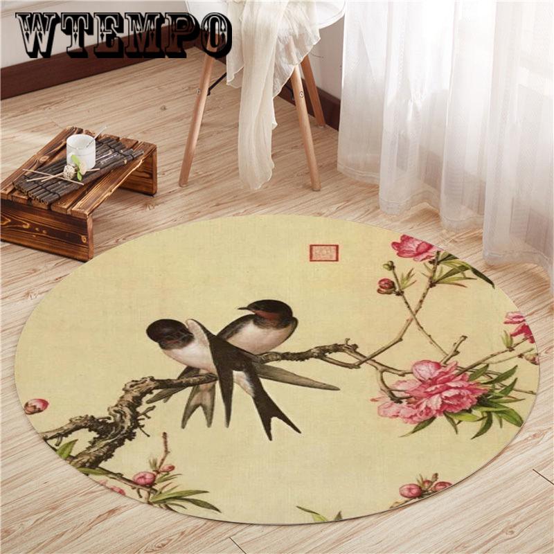 Nordic Style Carpet Round Shape 3D Deer Elk Mat Rug for Chair Table Mat