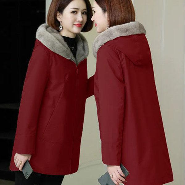 Winter Korean Thick Cotton-padded Jacket Mid-length Plus Velvet Thick Parker Hooded Plus Size Middle-aged Women's Jacket