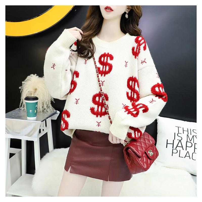 2020 Autumn Women Solid Sweater Elegant O-neck Loose Female Knitted Sweater Casual Long Sleeve Warm Oversized Pullover Tops