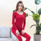 Women Winter Autumn Thermal Underwear O-neck Tops Pants Female Tight Suit Thicken Windproof Comfortable Soft Lining Long Sleeve High Elasticity Slim