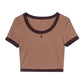 Short-sleeved T-shirt Women's Pure Cotton Round Neck Summer All-match Solid Color Short Women's Top