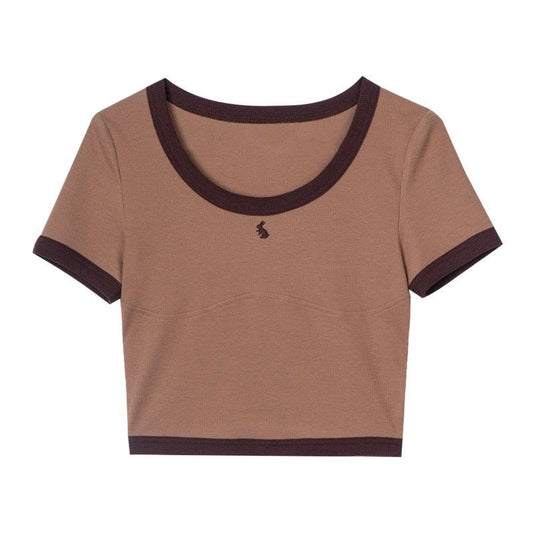 Short-sleeved T-shirt Women's Pure Cotton Round Neck Summer All-match Solid Color Short Women's Top