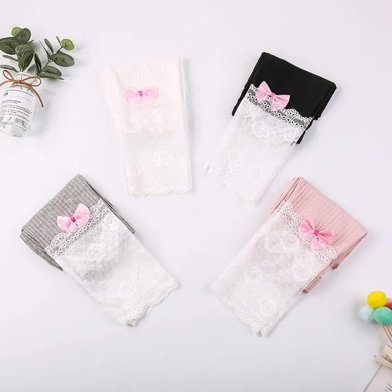 Girls' Cropped Trousers Summer Thin Children's Modal Lace Leggings Female Baby Outer Wear Pants