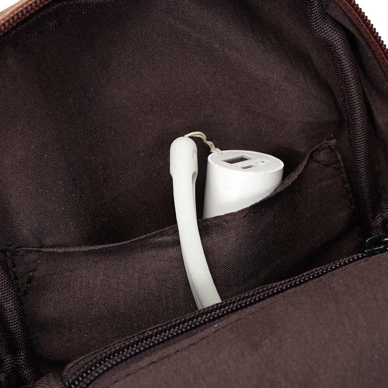 Chest Bag Men Coffee Large Capacity Multi-pocket Soft Leather Shoulder Bag Outdoor Sports Pockets