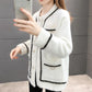 Xiaoxiangfeng Imitation Mink Velvet Thickened Short Coat Women's Spring and Autumn Long-sleeved Round Neck Knitted Cardigan Woolen Top