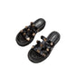 Rivet Half Slippers for Women's Outer Wear Summer Fashion One-word Drag, Soft Bottom Mid-heel Platform Sandals Thick Bottom Sandals