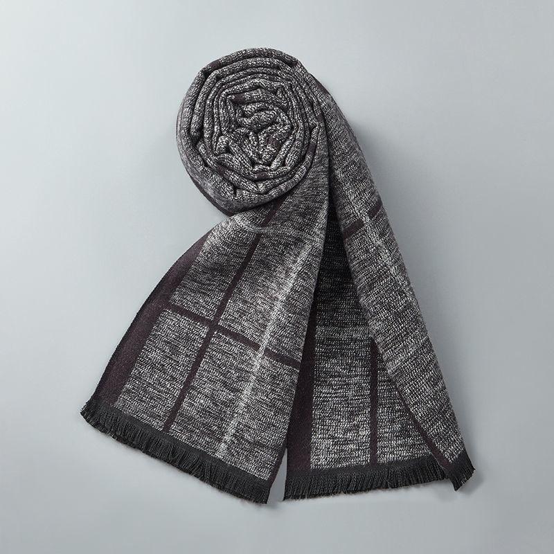 Wool Scarf Men's Winter Wool Knitted Scarf Thickened Warm Couple Scarf High-end Gifts