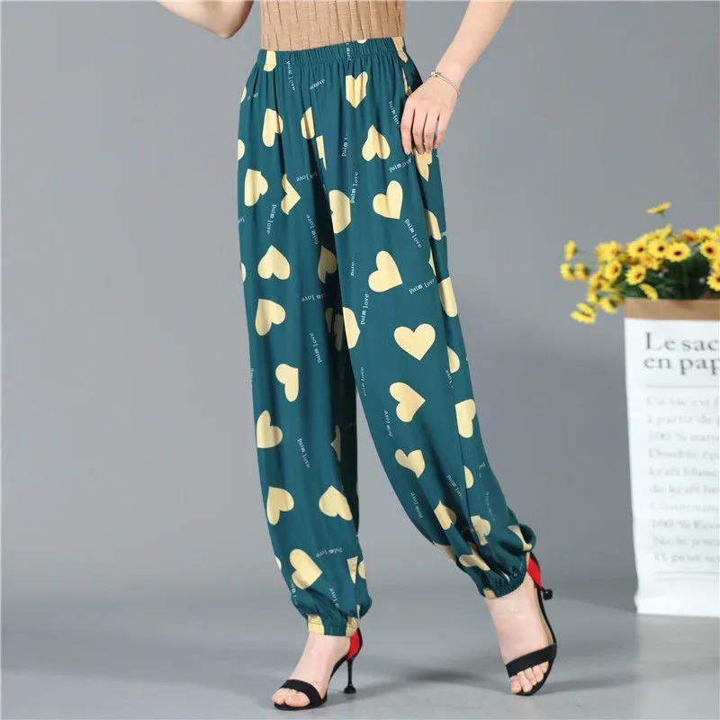 Women's Pants Spring and Summer Thin Dancing Bloomers Anti-mosquito Pants Outer Wear Cotton Silk Long Pants