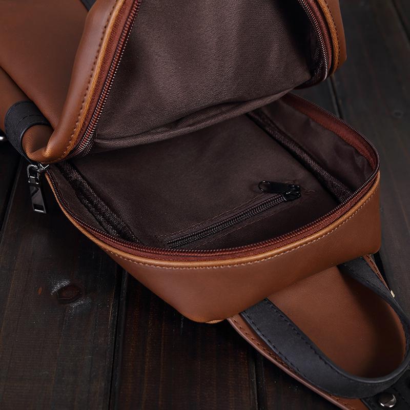 Chest Bag Men Large Capacity Multi-pocket Zipper Color Matching Shoulder Bag Outdoor Sports Pockets