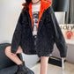 Loose Plus Fleece Denim Jacket Women Autumn and Winter Thick Hooded All-match Casual Cardigan