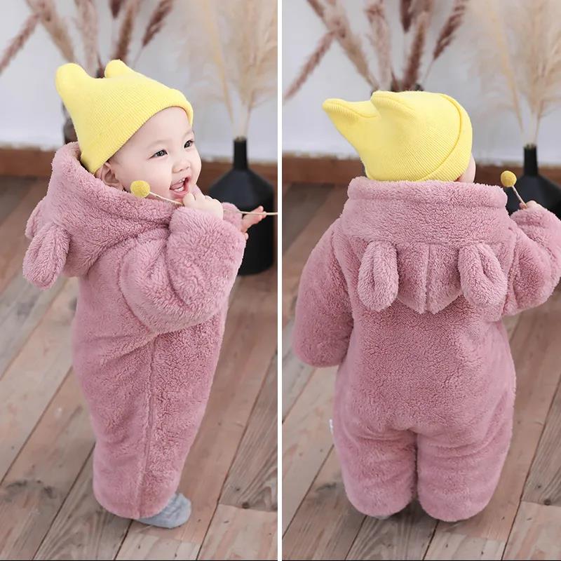 Newborn Baby Jumpsuit Autumn and Winter Newborn Baby Outing Flannel Cotton-padded Warm Thick Suit Toddler Winter Clothing