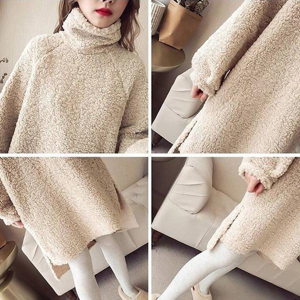 Maternity Base Skirt Winter Imitation Lamb Wool Thick Sweater Plus Size Mid-length Dress