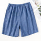 Summer Men's Home Furnishing Pajama Pants Plaid Pants Loose Large Size Five-point Pants Beach Pants