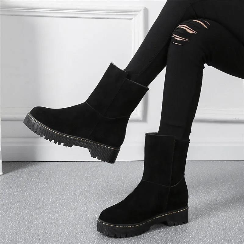 Women's Korean Autumn and Winter Models Plus Velvet Warm Cotton Shoes Flat Non-slip Short Boots