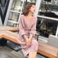 V-neck Women Knitted Skirt Suits Batwing Sleeve 2 Pieces Elegant Party Female Sweater Elegant Dress