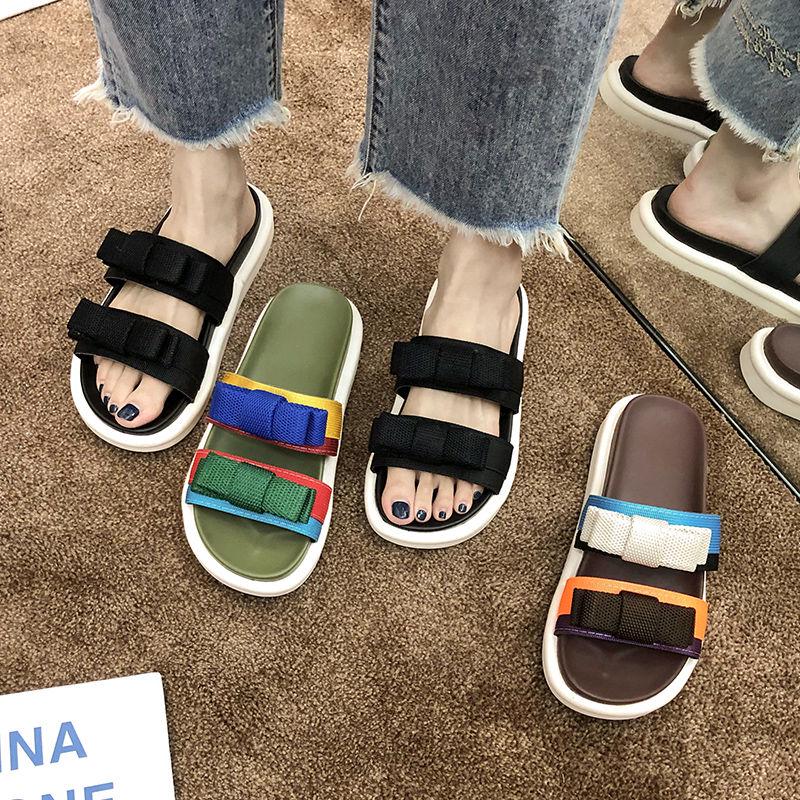 Slippers Women Wear Summer Korean Flat Bottom Net Red Beach Shoes Thick Bottom Sports Sandals and Slippers Ins Tide
