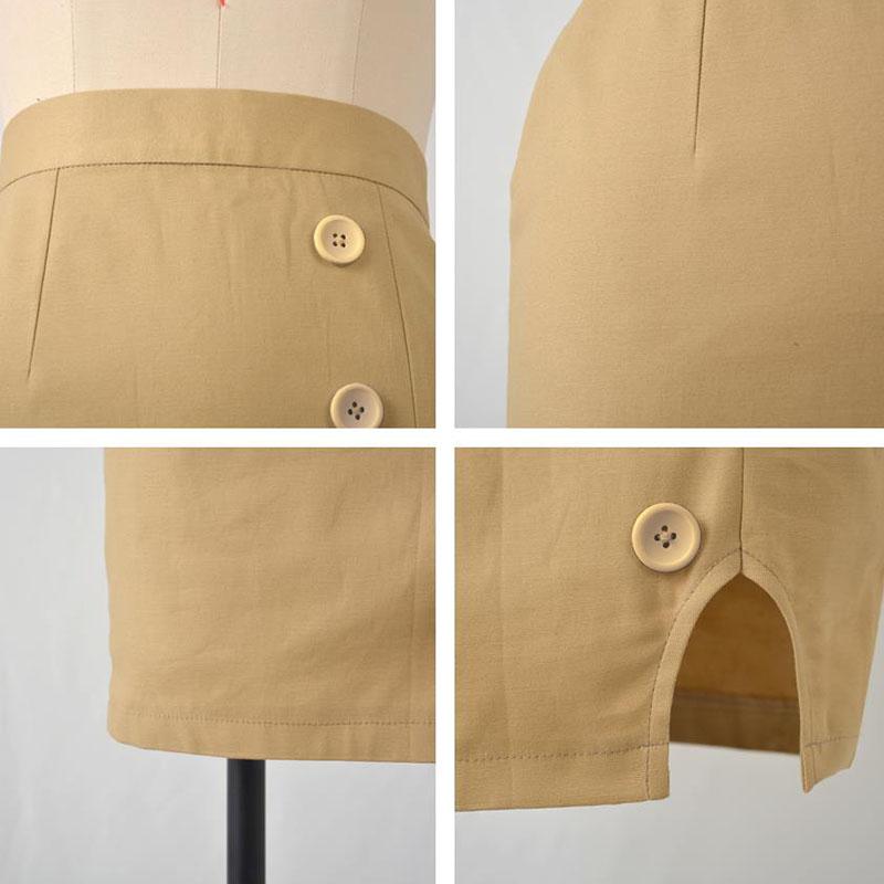 Women's Summer Mini Skirts Large Size Slim A-line Short Skirt High Waist Button Split Skirt Female Solid Color Club Hip Skirts