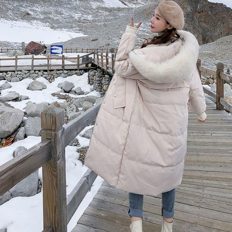 Fashion Trend Loose Casual Hooded Fur Collar Women's Down Jacket Autumn and Winter Plus Velvet Thickening Warm White Duck Down Jacket