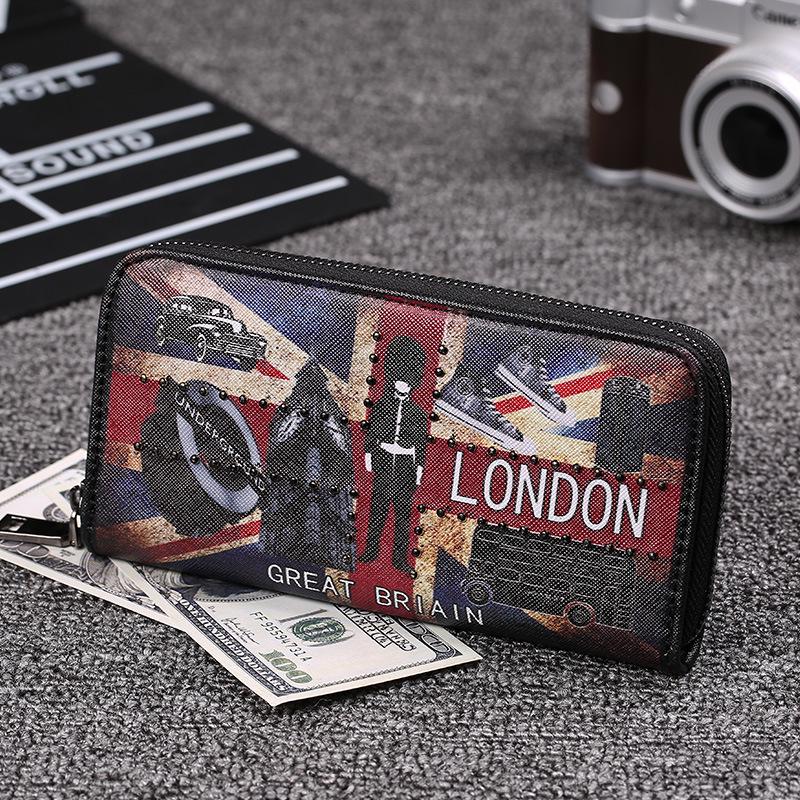 Business Long Wallet Men Women Anti-theft Multi-function PU Flag Card Package Clutch Coin Bag