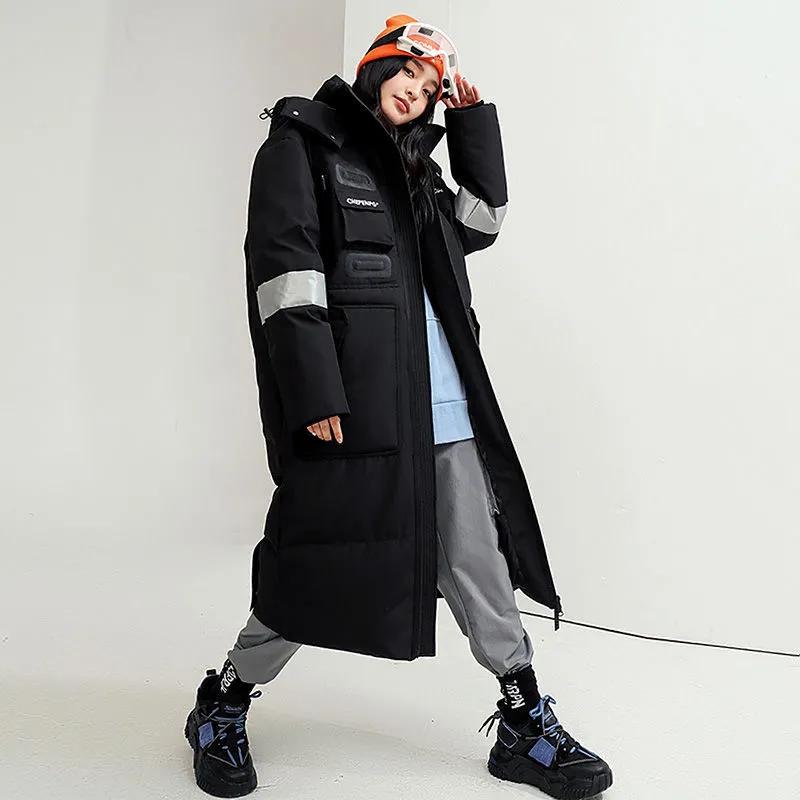 Over-the-knee Long Down Jacket Winter Men's and Women's Mid-length Tooling Thickened Korean Version Couple Decoration Body Coat Slim Coat