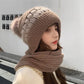 Winter Women's Scarf Hat One-piece Korean Fashion Warm Wool Knitted Hat One-piece Bib Plus Velvet Thick Windproof Bib Hat