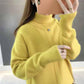 Women Black Turtleneck Thicken Warm Pullover Sweater Loose Office Short Bottoming Shirt