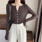 Knit Bottoming Sweater Cardigan Sweater Women V-neck Outer Wear Spring and Autumn Hedging Inner Wear Thin Section Long-sleeved Blouse Cardigan Jacket