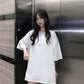 Letter Moon Pattern Embroidery T-Shirt Solid Cotton Simple Breathable Tee Female Casual Short Sleeves Hipster Tops