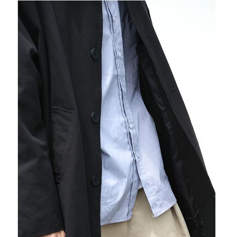 Spring and Autumn Retro Mid-length Windbreaker Men's and Women's Same Lapel Coat Hong Kong Style Loose Casual Jacket