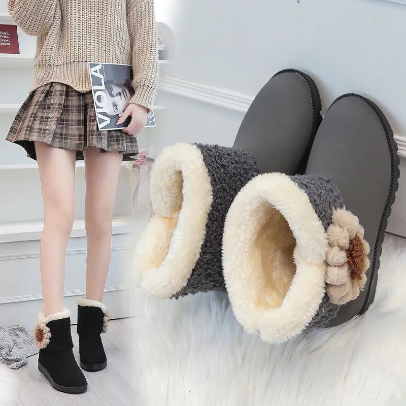 Plus Velvet and Cotton Snow Boots Short Boots Women's Boots Flat Bottom Martin Women's Shoes Round Toe Low Heels