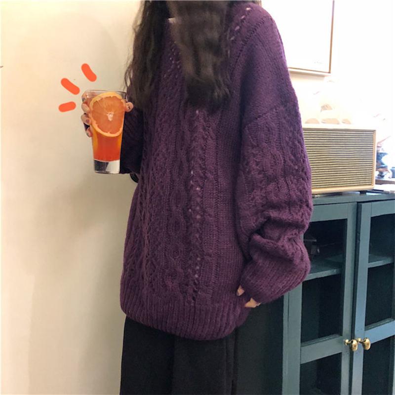 Spring   Autumn Women's Loose Casual Fashion Pullover Jacket Knitwear Top Mid-length Outer Sweater