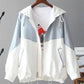 Women's Jacket Loose Baseball Uniform All-match Sun Protection Clothing Women's Hooded Drawstring Design Loose Casual Jacket