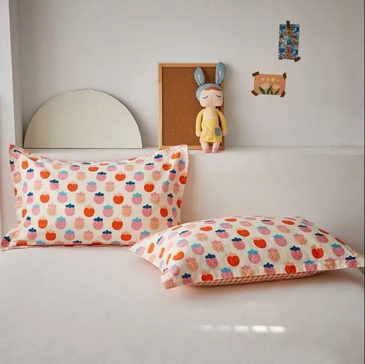 Pure Cotton Twill Pillowcases A Pair of Student Dormitory Simple Printing Pillowcases Single Double Bedroom Pillowcases