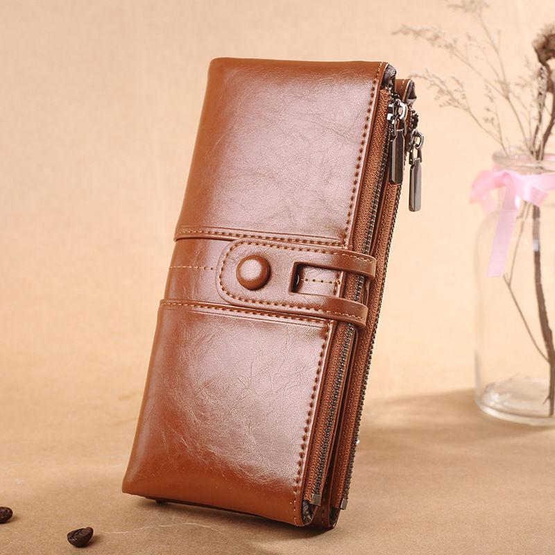 Multi-Layer Clutches Leather Bag Portable PU Leather Large Capacity Soft Surface Wallets with Coin Pocket Zipper Purse Unisex