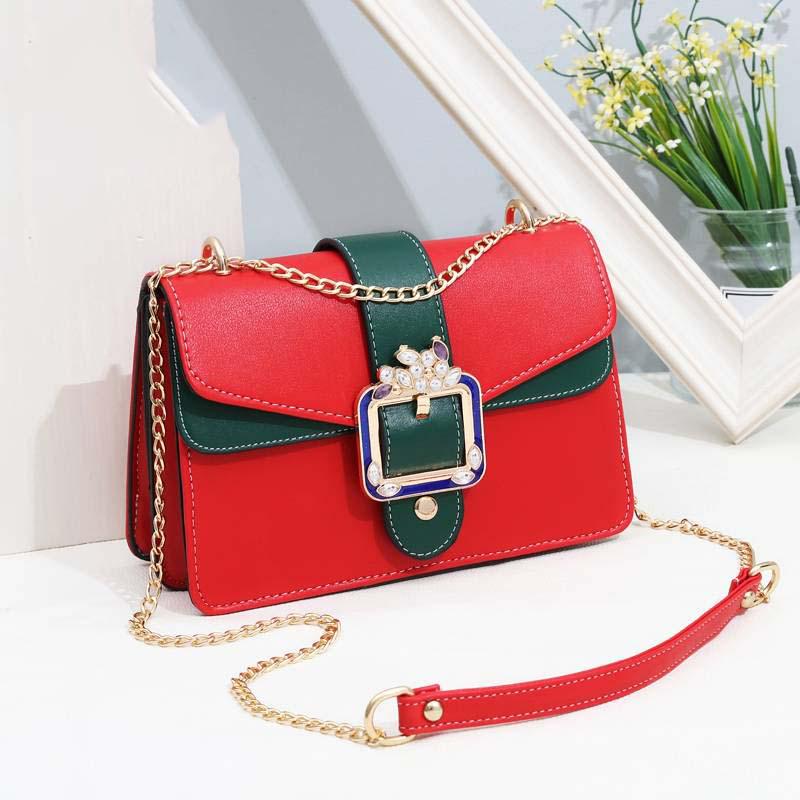 Women Crystal Belt Buckle Messenger Bag Fashion Shoulder Bag Ladies Handbag Crossbody Bag for Women