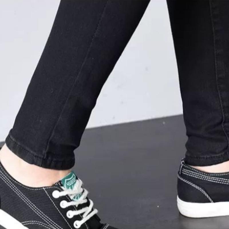 Large Size High Waist Jeans Women's Fat Spring and Autumn Stretch Slim Slimming Pencil Long Pants with Small Feet
