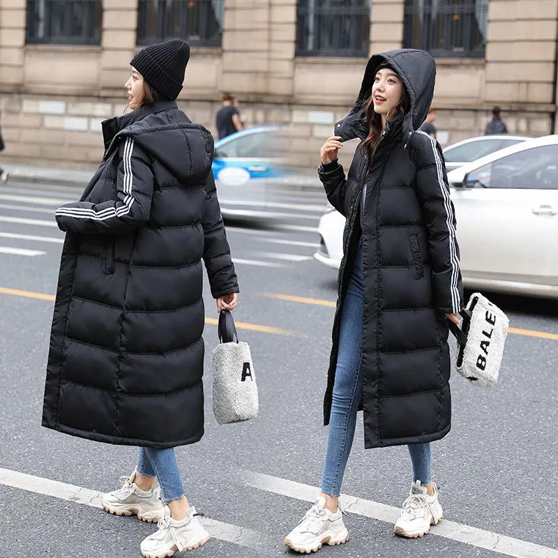 Down Jacket Women Black Thick Straight Loose Loose White Duck Down Knee-to-ankle Mid-length Super Long Winter Hood