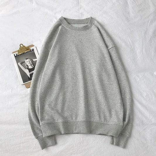 Spring and Autumn Cotton Long-sleeved T-shirt Sweater Men's and Women's Round Neck Loose Solid Color Casual All-match Top