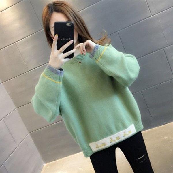 Autumn and Winter Loose Pullover Sweater Thick Short Knit Bottoming Shirt Fashion Casual Girl Sweater