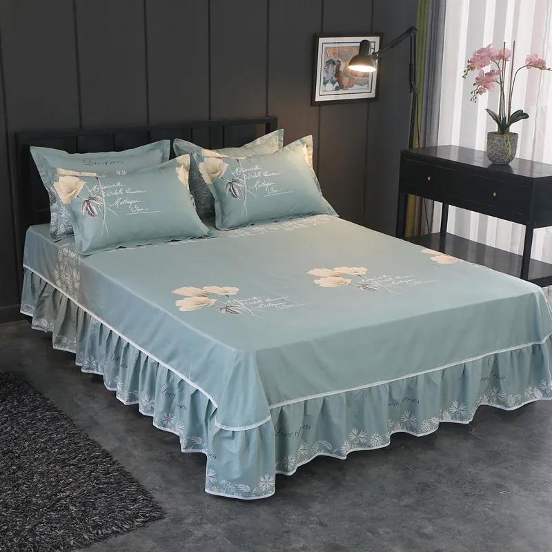 Cotton Mattress Cover Single-piece Korean Princess Print Simmons Non-slip Dustproof Protective Cover 1.5m