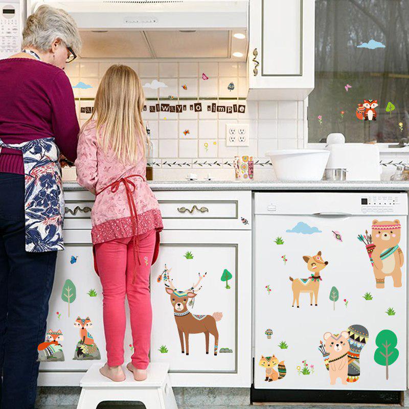 [Wall sticker ]Animal Paradise Wall Stickers For Kids Rooms Nursery Deer Bear Butterfly Children Bed