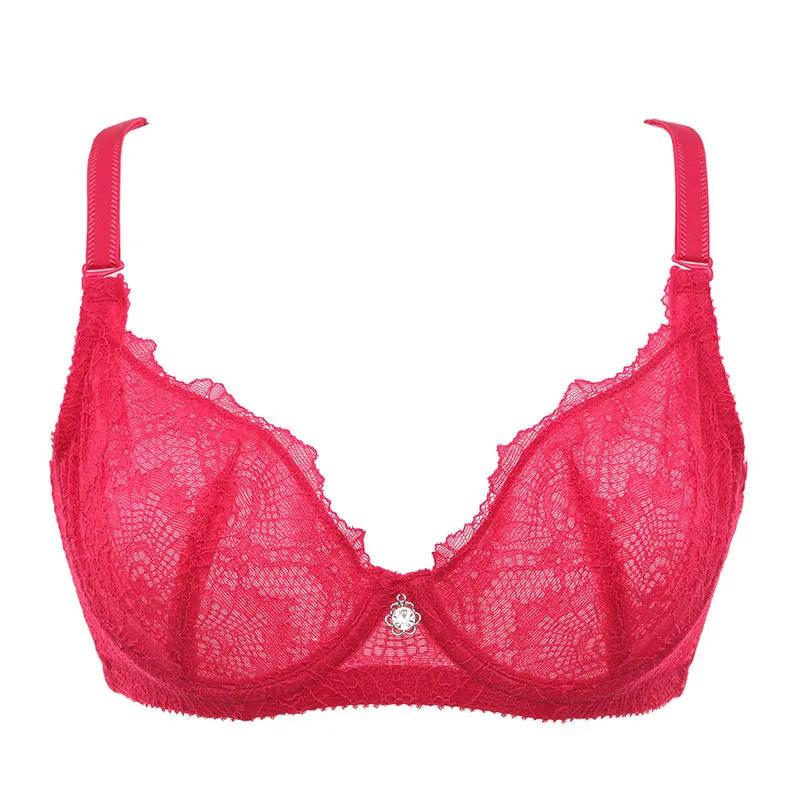 Women's Sexy Lace Underwear Ultra-thin Big Breasts Show Small Female Gathered Anti-sagging Adjustable Straps Beautiful Back Girl's Solid Brassiere
