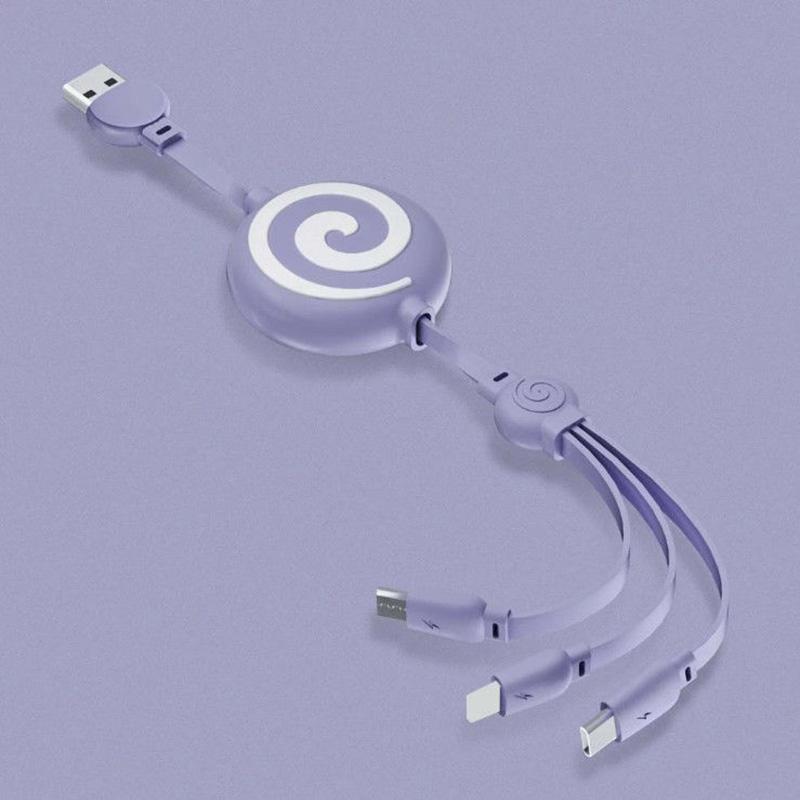 1m Long Three-in-one Data Cable USB Car Data Cable Android Apple Type-C Connector Electronic Device Charging Cable
