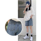 Five Points Denim Shorts Women's Summer High Waist Loose Wide Leg Pants