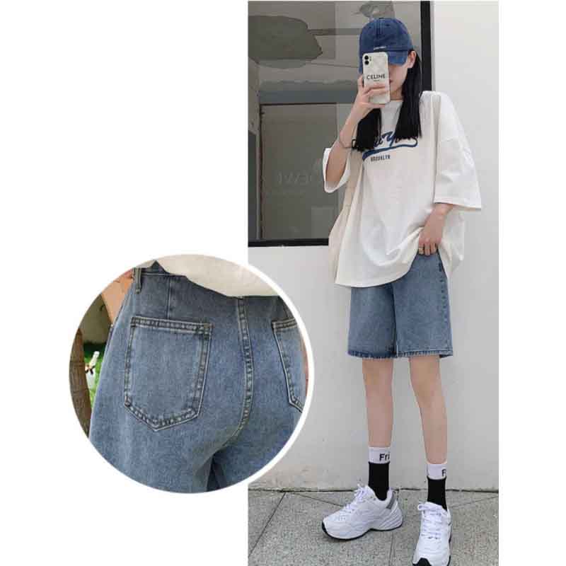 Five Points Denim Shorts Women's Summer High Waist Loose Wide Leg Pants